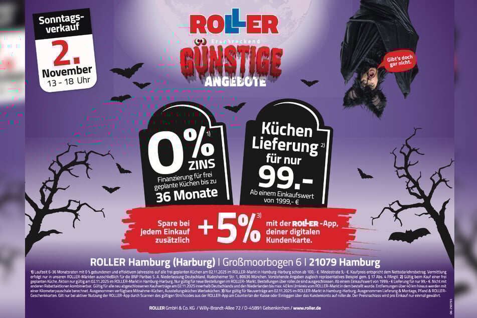 Zum verkaufsoffenen Sonntag (2.11.) bei ROLLER in Hamburg-Harburg gibt's unzählige Aktionen und Angebote.