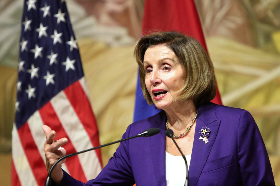 US House Speaker Nancy Pelosi speaks during an official delegation trip to Armenia.