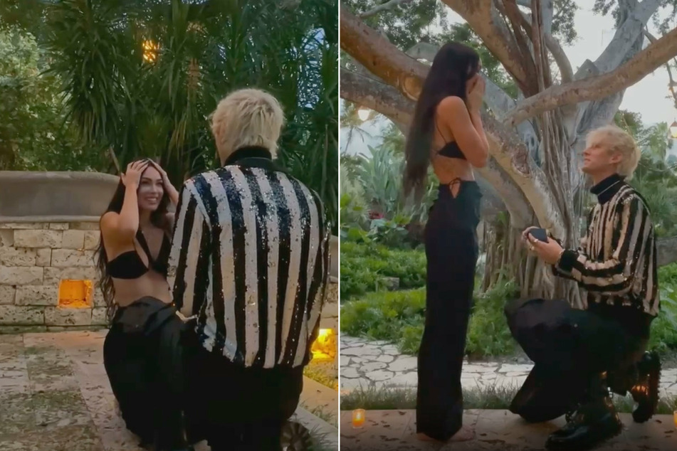 The moment Machine Gun Kelly popped the question to Megan Fox.