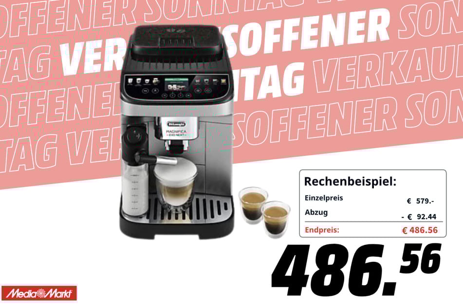 DeLonghi-Kaffeevollautomat für 486,56 Euro.