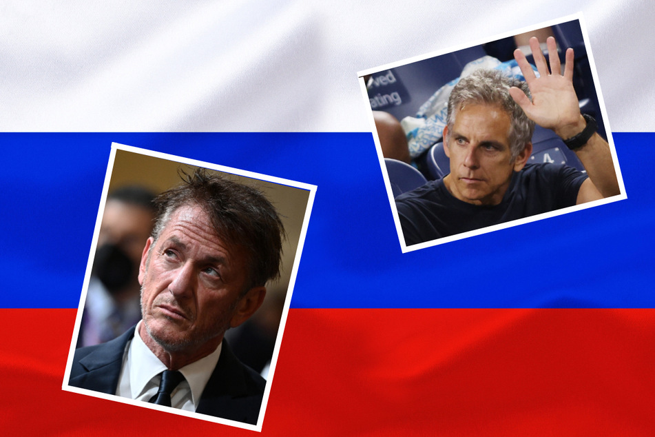 Actor-filmmakers Sean Penn (l.) and Ben Stiller are among those newly barred by Russia for showing their support to Ukraine.