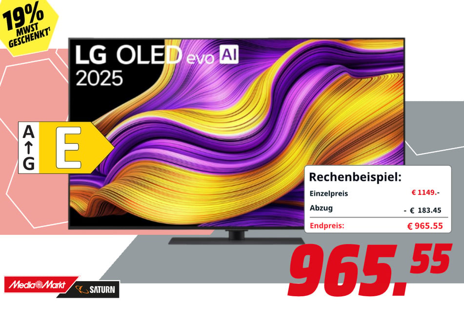 55-Zoll LG-Fernseher OLED55G56LS für 965,55 Euro.