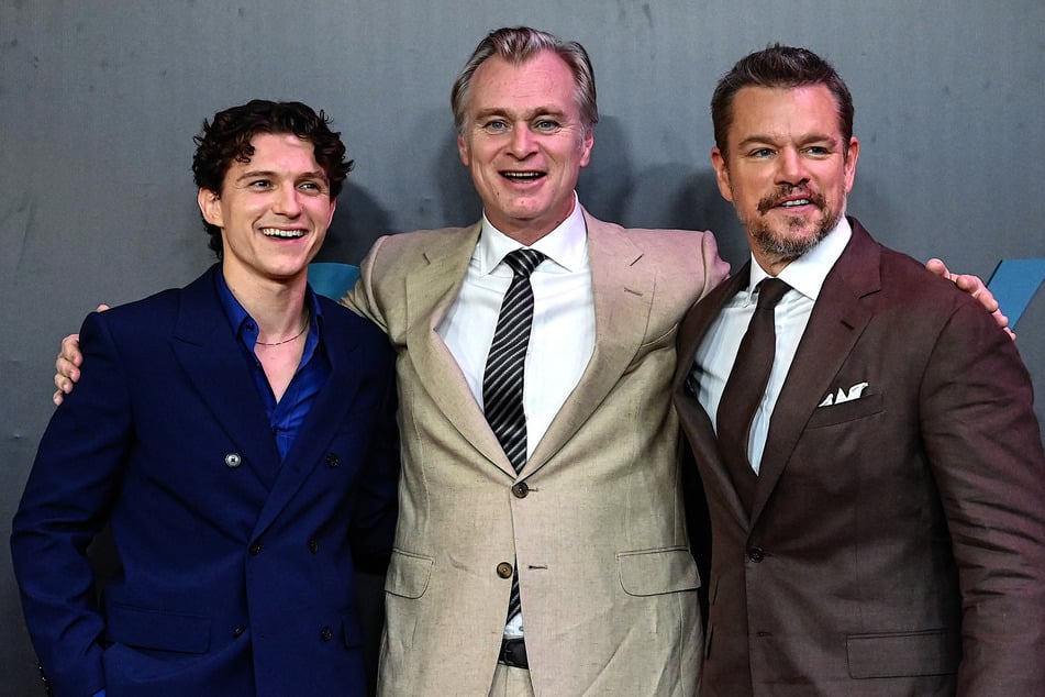 Christopher Nolan's (c) The Odyssey stars Hollywood heavyweights like Matt Damon (r) and Tom Holland.