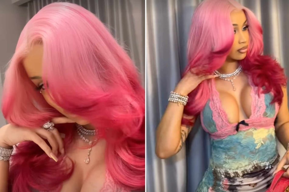 Cardi B's Barbiecore throwback hue was made all the more beautiful by some subtle blowout waves reminiscent of 1970s icon Farrah Fawcett.