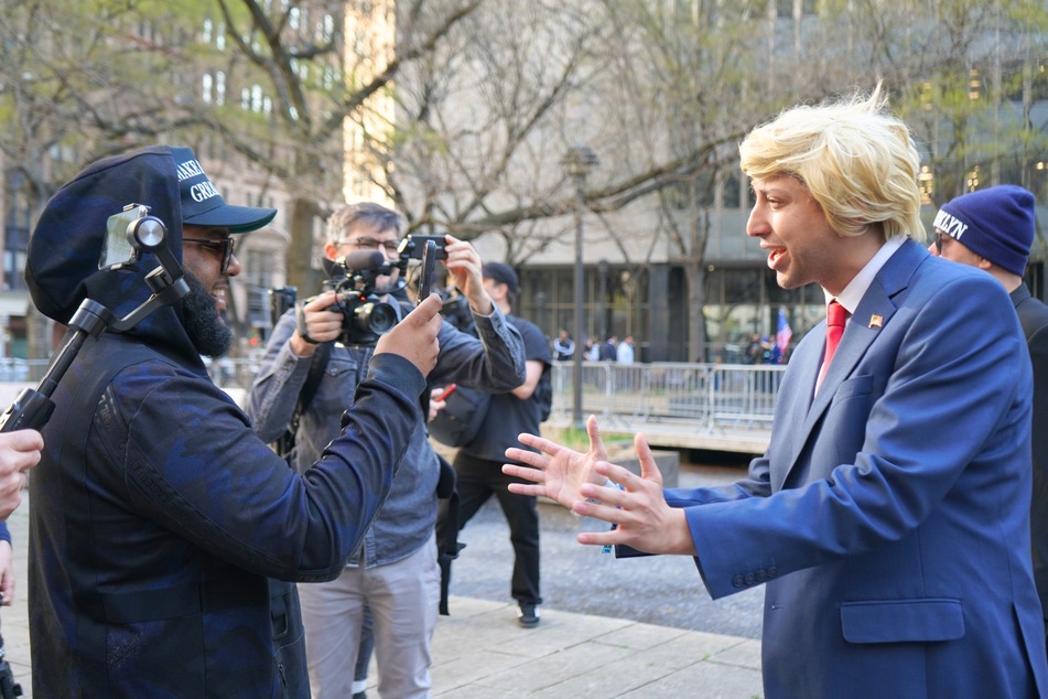 Vish Burra, the former director of operations for George Santos, speaking with a Donald Trump impersonator.