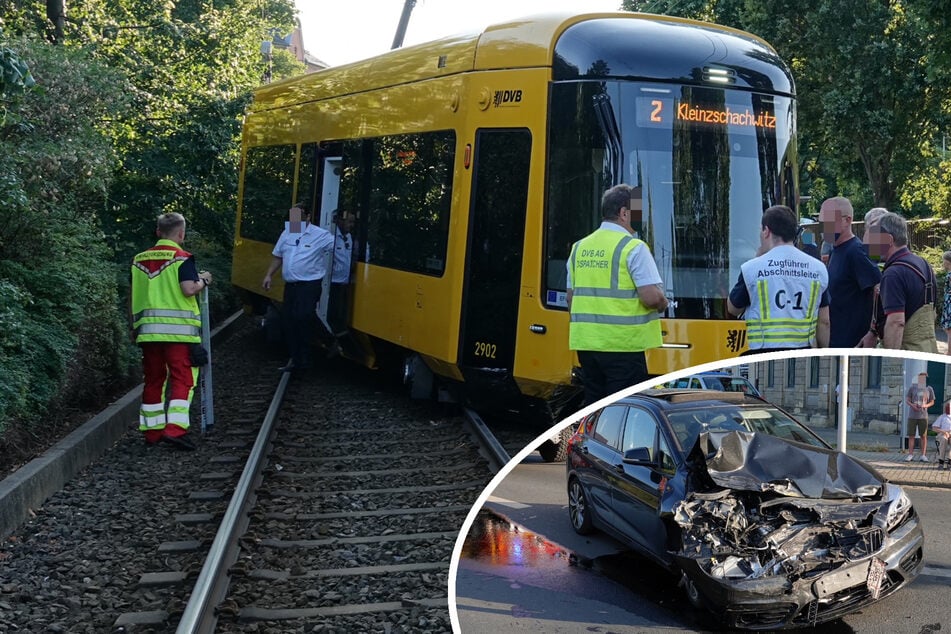 BMW missachtet Vorfahrt: Straßenbahn in Dresden entgleist!