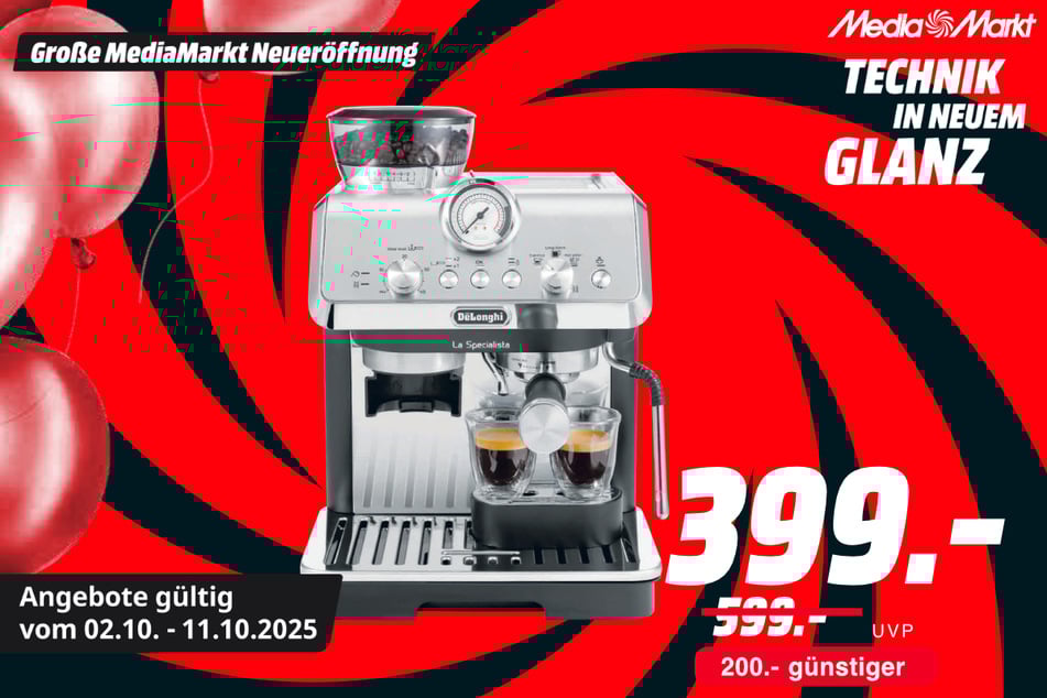 DeLonghi-Siebträgermaschine La Specialista Arte EC9155.MB für 399 statt 599 Euro.