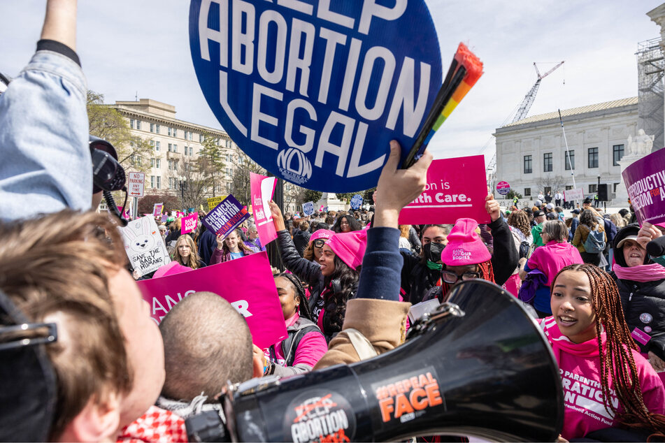 Protestors advocating for abortion rights flocked to the Capitol as the Supreme Court heard oral arguments.