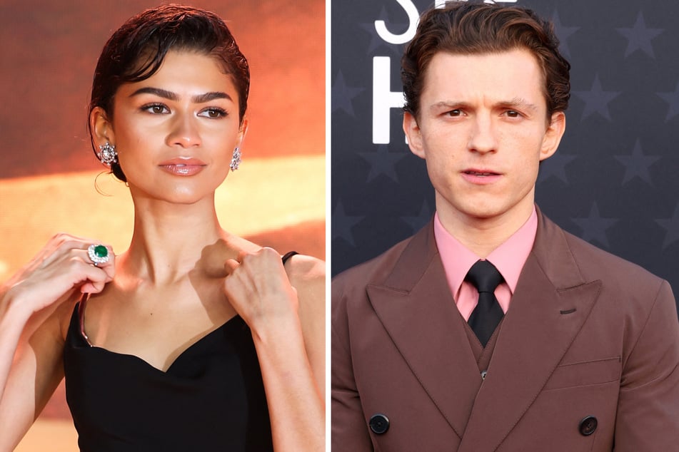 Zendaya was spotted with boyfriend Tom Holland (r.) as the pair attended an afterparty following Thursday's Dune: Part Two premiere in London.