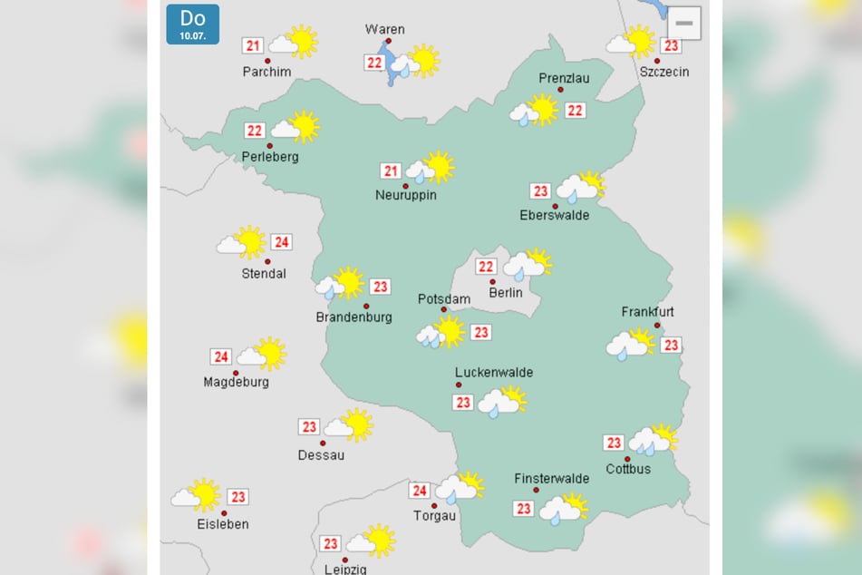 Am Freitag sind für die Metropolregion Berlin-Brandenburg bis zu 24 Grad vorhergesagt.