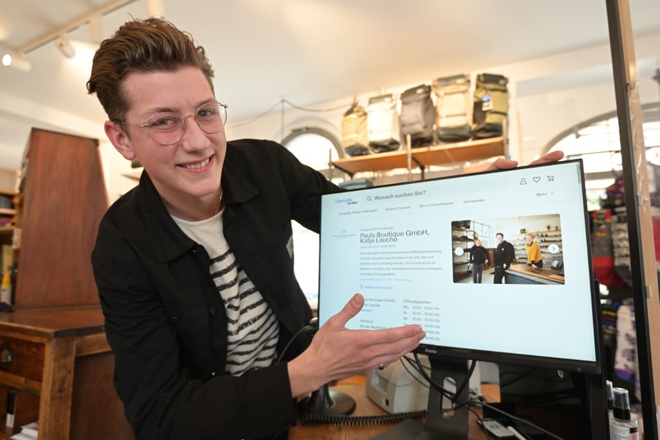 "Pauls Boutique"-Azubi Luis Biermann (20) präsentiert seinen "Stand" auf dem neuen Internet-Marktplatz.