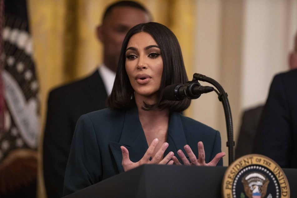 Kim Kardashian advocating for prison reform during an event at the White House in Washington, D.C. in June 2019.