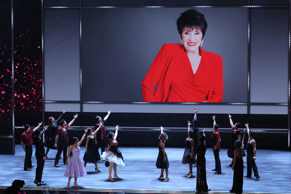 Brian Stokes Mitchell, Ariana DeBose, Audra McDonald, and Bebe Neuwirth perform a tribute to Chita Rivera at the 77th Annual Tony Awards in New York City.