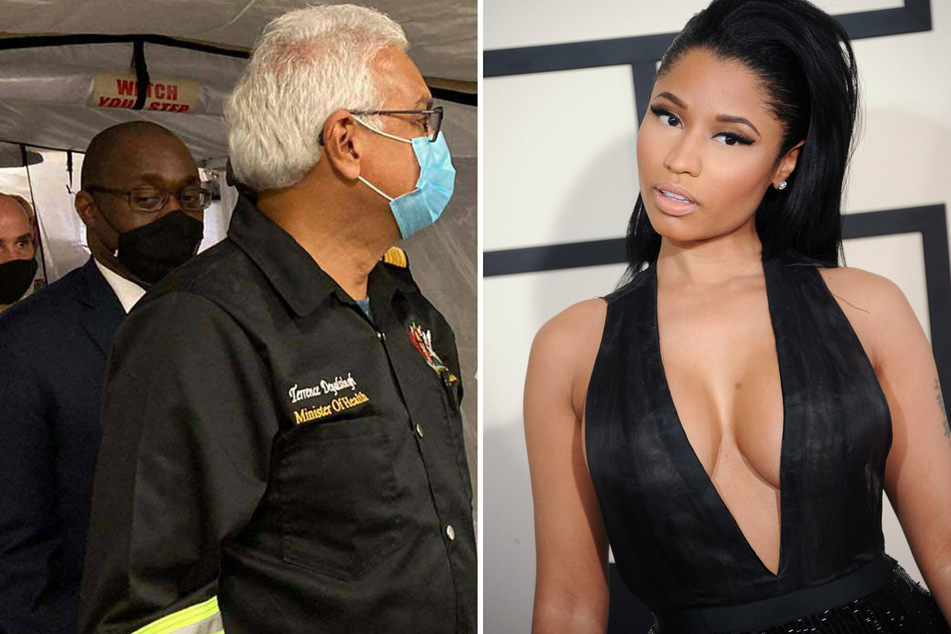 Trinidad and Tobago Health Minister Terrence Deyalsingh (l.) addressed Nicki Minaj's claims directly.