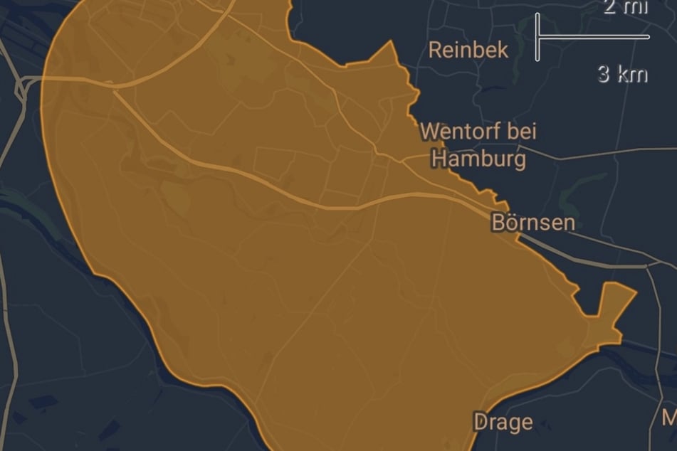 Den gekennzeichneten Bereich sollten Personen aufgrund starker Rauchentwicklung meiden.