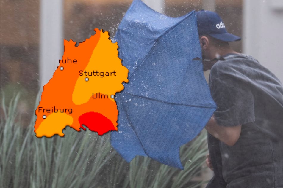 Das Wochenende im Südwesten wird teilweise nass und ungemütlich. Auch Gewitter ziehen auf, wie die Karte zeigt.
