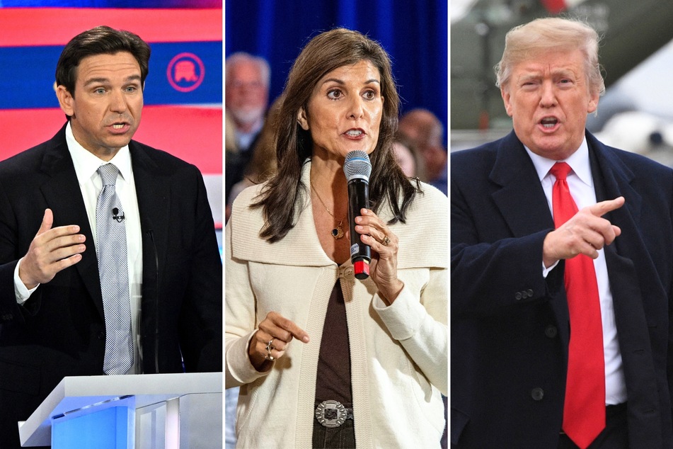 On Tuesday, Fox News announced they will be hosting a town hall event with Donald Trump (r.) on the same night CNN will host the fifth Republican debates, featuring Ron DeSantis (l.) and Nikki Haley.
