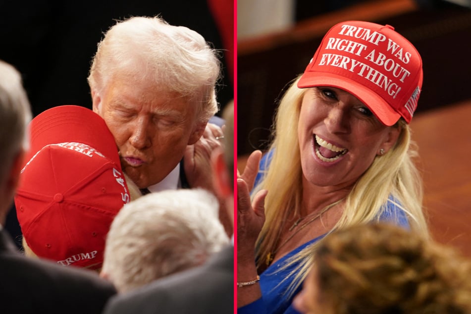 President Donald Trump (l.) said Congresswoman Marjorie Taylor Greene's decision to resign was "great news for the country."