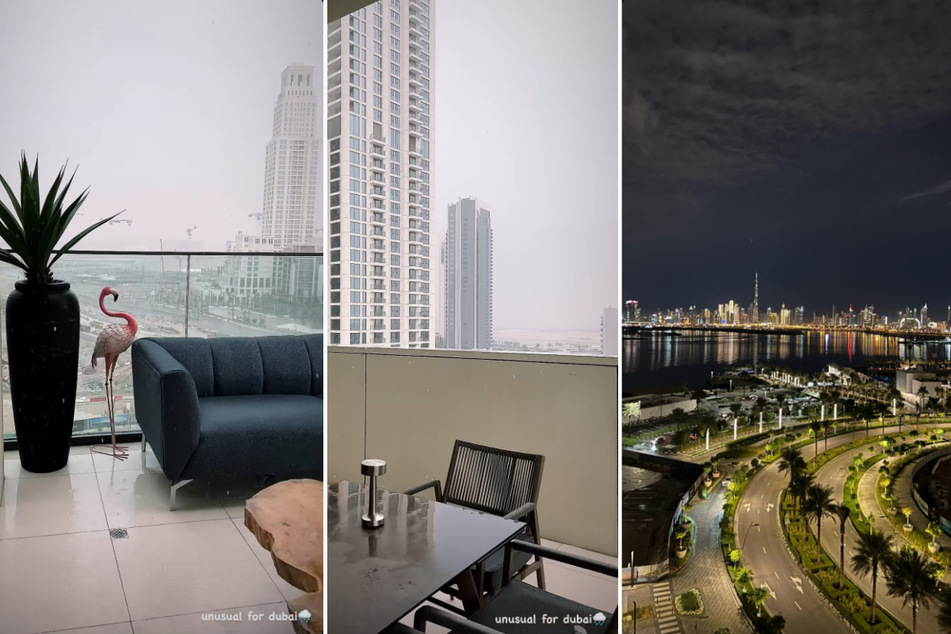 Regen ist in Dubai selten, noch am Abend klarte der Himmel schon wieder auf.