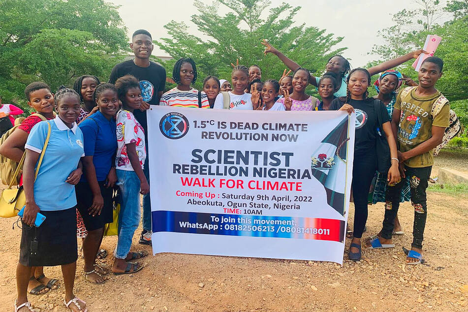 Scientist Rebellion protesters in Nigeria went on a climate revolution walk April 9.