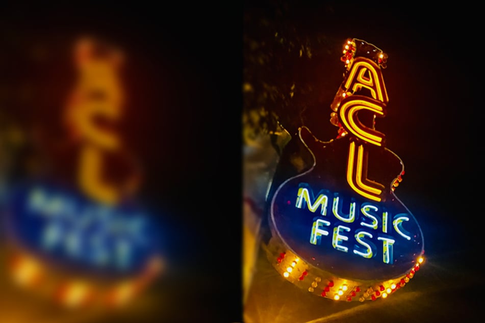 One of the many ACL Music Fest light-up signs at the festival entrance.