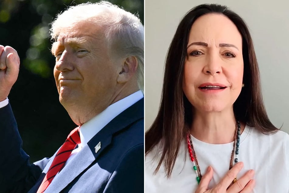 Venezuelan opposition leader Maria Corina Machado thanked Donald Trump (l.) after winning the Nobel Peace Prize.