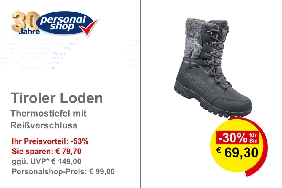 Tiroler Loden Thermostiefel mit Reißverschluss