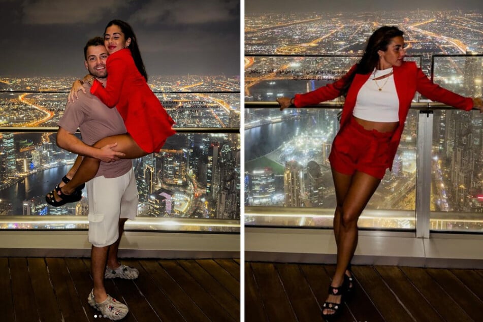 Auf dem Burj Khalifa in Dubai nutzte das Kölner Promi-Paar die atemberaubende Kulisse für ein spontanes Fotoshooting.