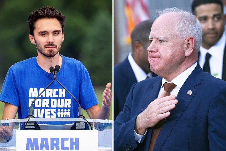 On Friday, former vice presidential candidate Tim Walz (r.) announced that he has endorsed Parkland shooting survivor David Hogg (l.) to be vice chair of the DNC.