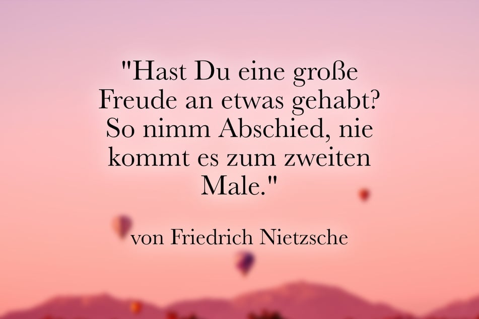 Nietzsche sagte: "Hast Du eine große Freude an etwas gehabt? So nimm Abschied, nie kommt es zum zweiten Male."