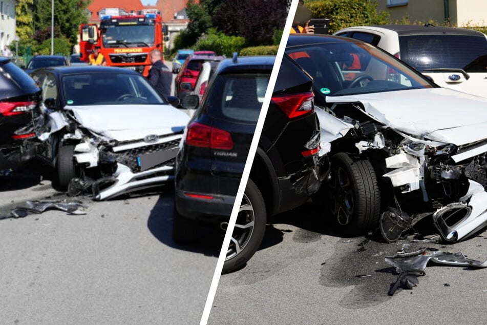 Wilder Unfall in Bautzen: Rentner rammt beim Einparken drei Autos