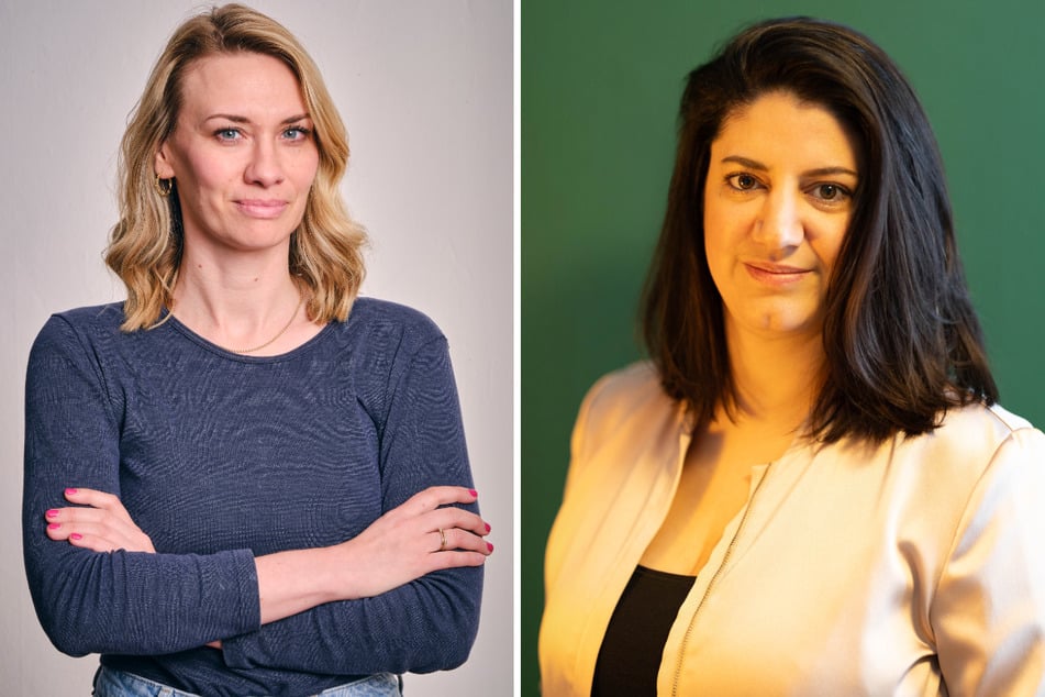 Die Content-Creator Anni Hoeltje (@migraene_du.arsch, 36, l.) und Tania Wenisch (@chronischpolitisch, 40), die sich für mehr Aufmerksamkeit rund um Migräne einsetzen, konnten als selbst Betroffene an der Kleinen Anfrage mitwirken.