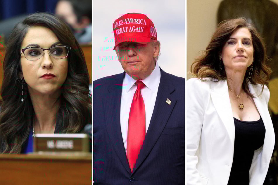 President Donald Trump (c) has been pressuring Representatives Lauren Boebert (l) and Nancy Mace (r) to back down on their effort to release the Jeffrey Epstein files.