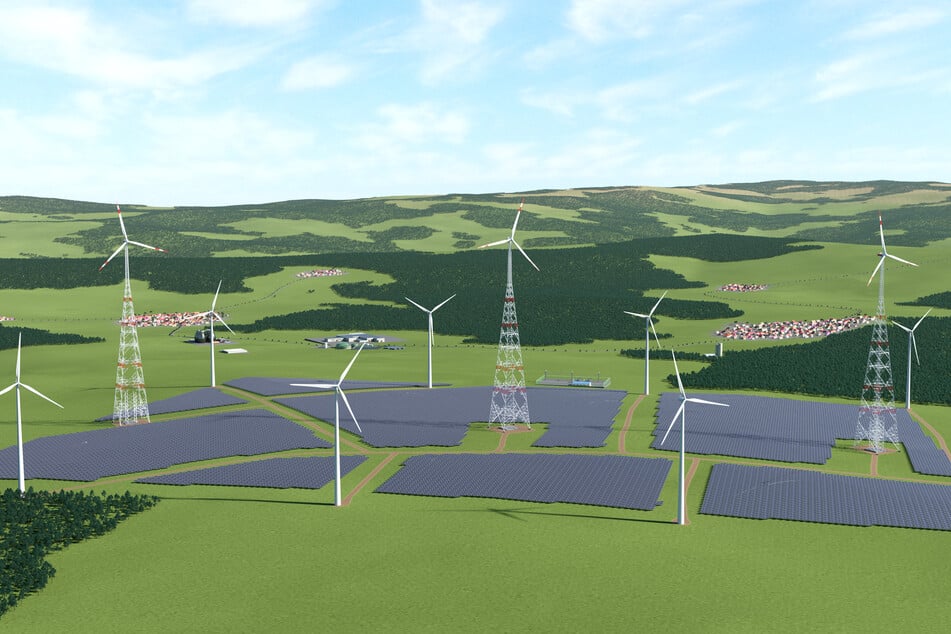 Die Höhenwindräder können in bestehende Windparks gesetzt werden und "ernten" in der zweiten Etage. Dazwischen stehen Solarmodule.