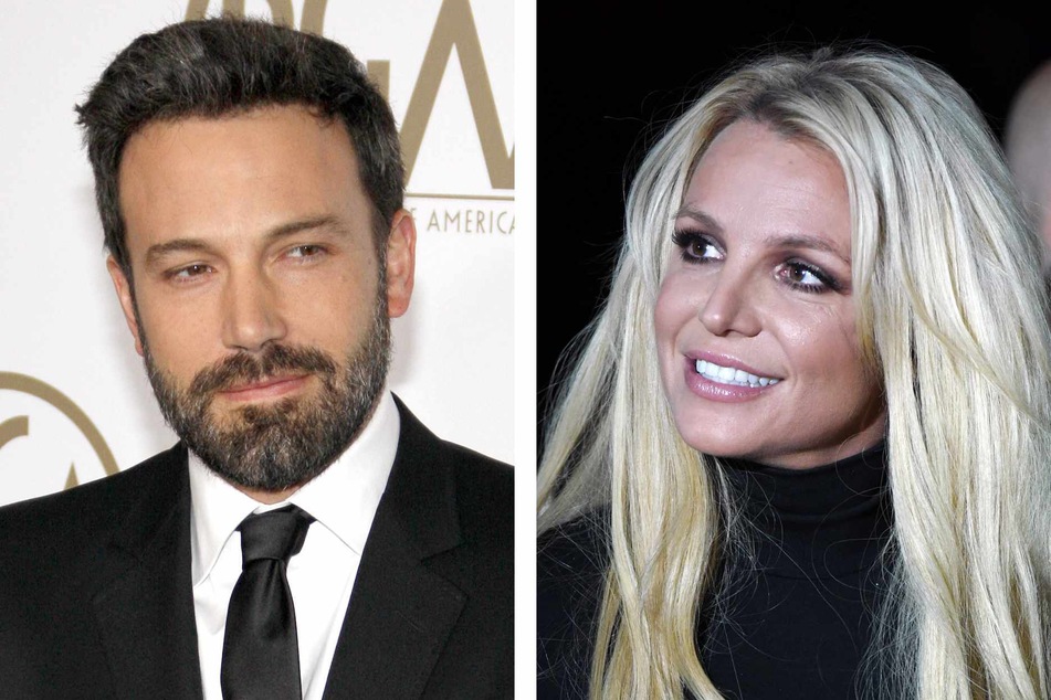 After Britney Spears (r.) let it slip that she'd once locked lips with Ben Affleck (l.), the Gone Girl actor doesn't seem too happy about the reveal.