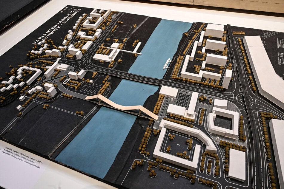 Von 1967 bis 1972 war dieses Gispmodell Teil der öffentlichen Ausstellung "Unsere sozialistische Großstadt", mit der die DDR-Leitung den Bürgern ihre Baupläne rund ums Blaue Wunder vorstellte.
