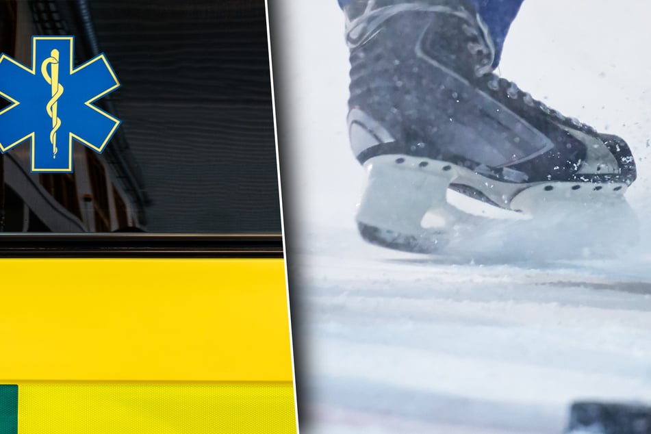 Krankenwagen wird sofort gerufen: Eishockeyspieler erscheint ohne Hose auf dem Eis