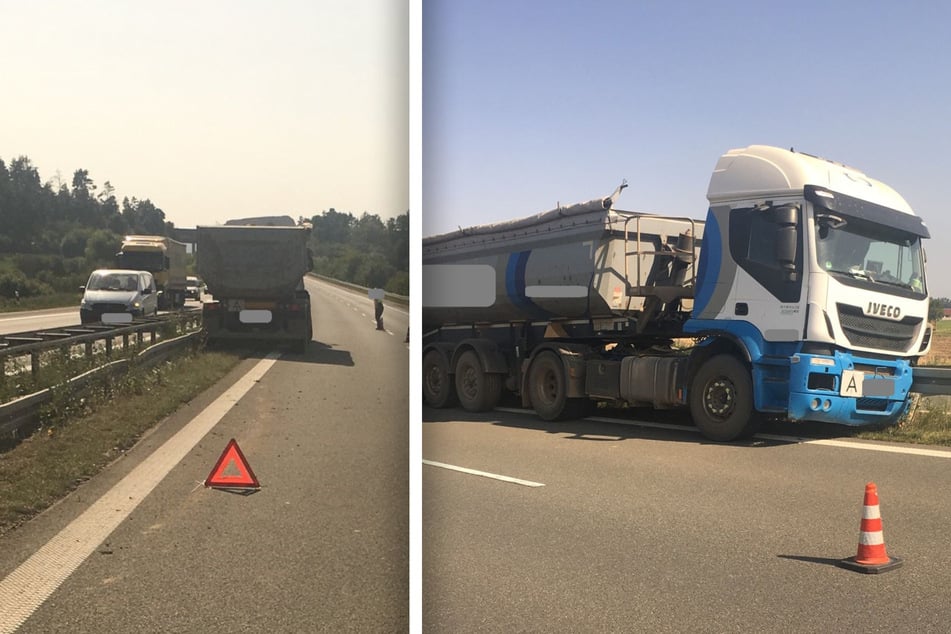 Auf der A36 war am Nachmittag ein Lkw in die Mittelschutzplanke gekracht.