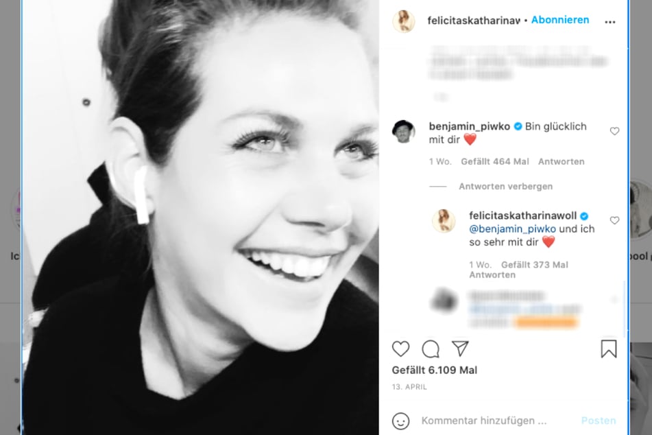 Auf Instagram stehen die 41-jährige Schauspielerin und Ex-"Let's Dance"-Star Benjamin Piwko (41) zu ihren Gefühlen.