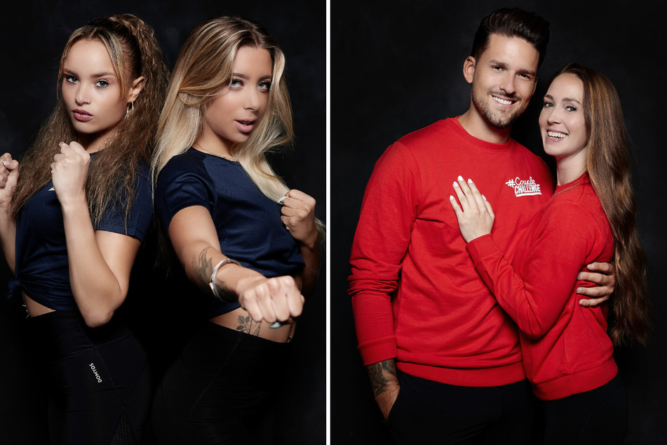 Christin (25, l.) und Walentina (21) sowie Marco und Christina (beide 32) treten bei #CoupleChallenge an. (Fotomontage)