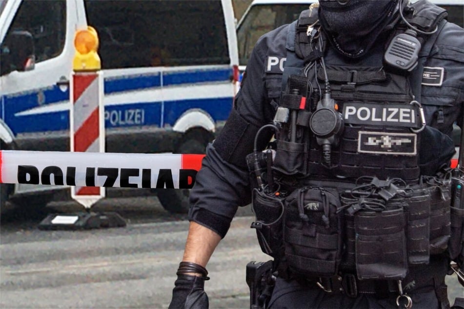 Zahlreiche Polizisten - darunter auch Spezialkräfte - rückten am Samstag in Gießen an und sperrten eine Kreuzung. (Symbolbild)