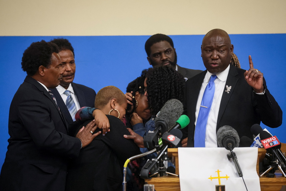 Attorney Ben Crump speaks during a news conference with family members of Ruth Whitfield.