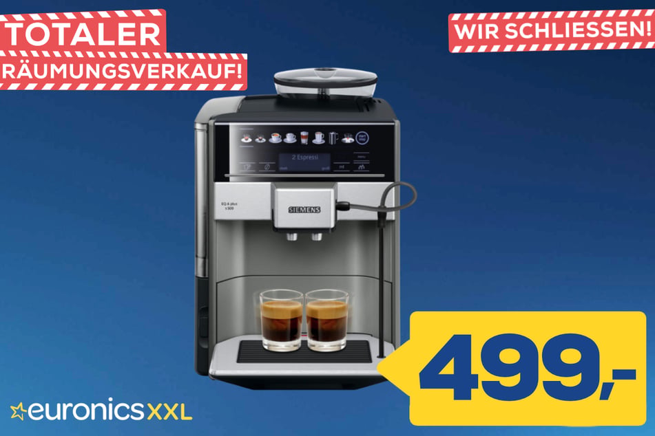 Siemens-Kaffeevollautomat TE655503DE EQ6 plus s500 für 499 Euro.