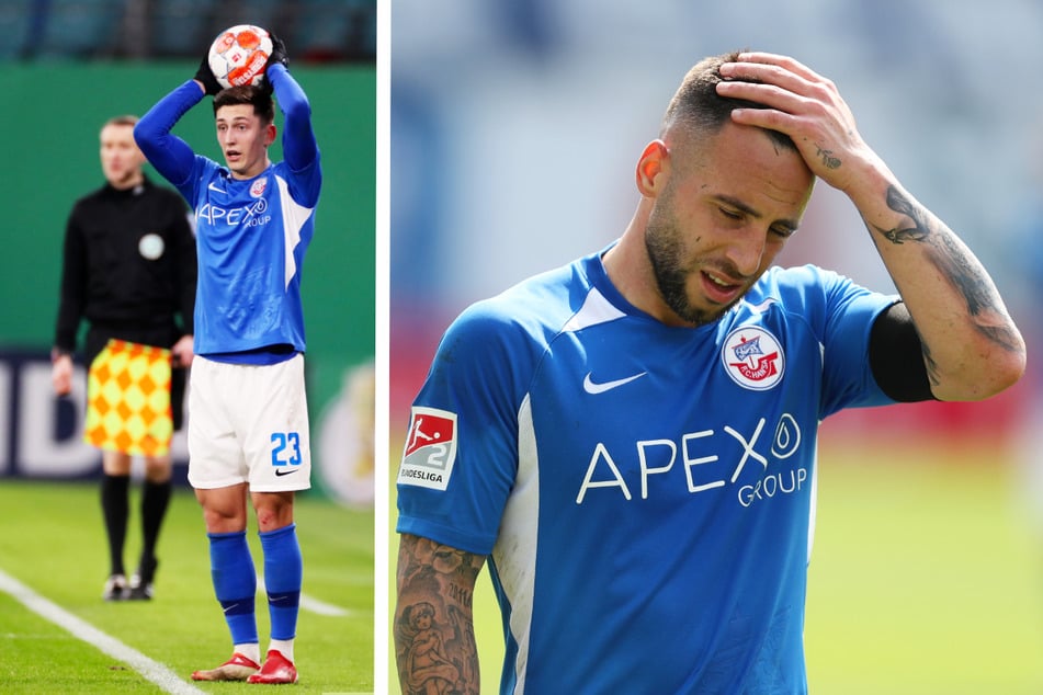 Jonathan Meier (22, M.) und Calogero Rizzuto (30, r.) verlassen den FC Hansa Rostock.
