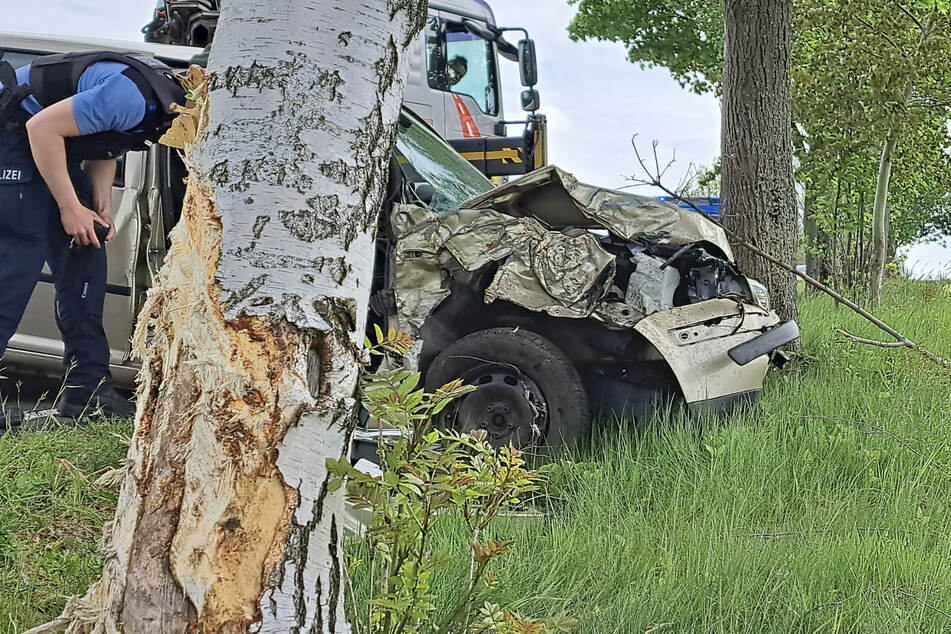 Die Fahrerin wurde verletzt in ein Krankenhaus eingeliefert. Bäume und Wagen wurden beschädigt.