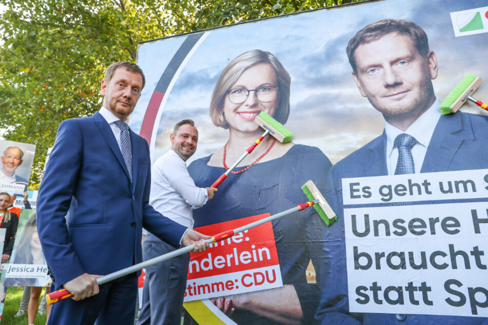Bereits vor zwei Jahren machten sich Sachsens MP Michael Kretschmer (48, CDU, l.) und der Generalsekretär der sächsischen CDU, Alexander Dierks (36), für Christiane Schenderlein (42) stark.