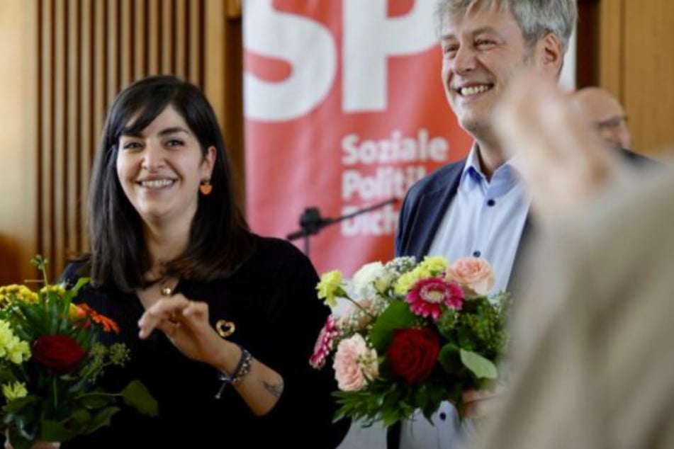 Das neue und alte Führungs-Duo der Dresdner SPD: Rasha Nasr (32, l.) und Albrecht Pallas (44, r.)