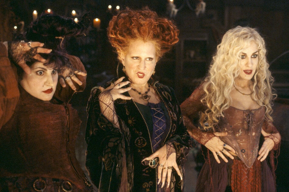 Kathy Najimy (l.), Bette Midler (c.), and Sarah Jessica Parker reprise their roles as Mary, Winifred "Winnie", and Sarah Sanderson in the upcoming Halloween sequel, Hocus Pocus 2.