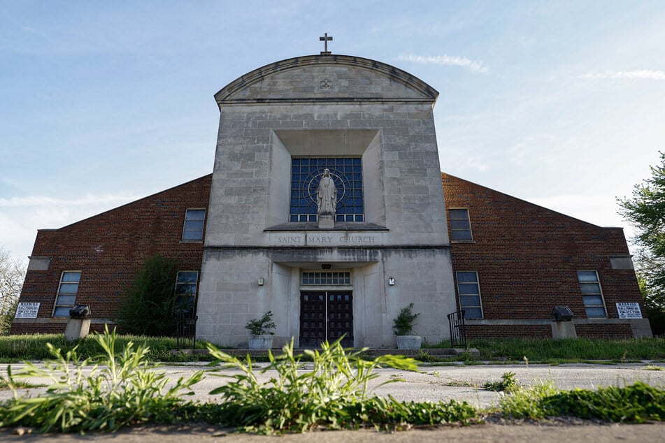 The exterior of the shuttered St. Mary of the Assumption Catholic Church, where Pope Leo XIV, Robert Francis Prevost, used to attend while growing up, is seen in Dolton, Illinois, on May 9, 2025.