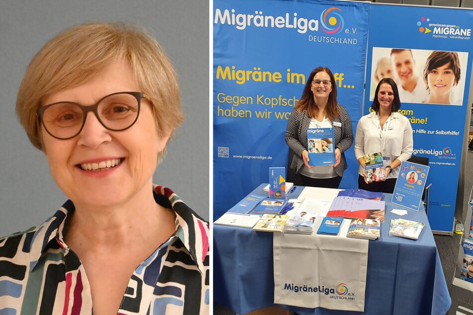 Veronika Bäcker (l.), Präsidentin der MigräneLiga e.V. Deutschland, einer Selbsthilfeorganisation für Menschen mit Migräne und Kopfschmerzen.